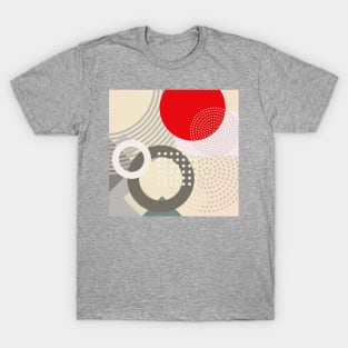 Modern Geometric Pattern Red Cream Serene Style T-Shirt